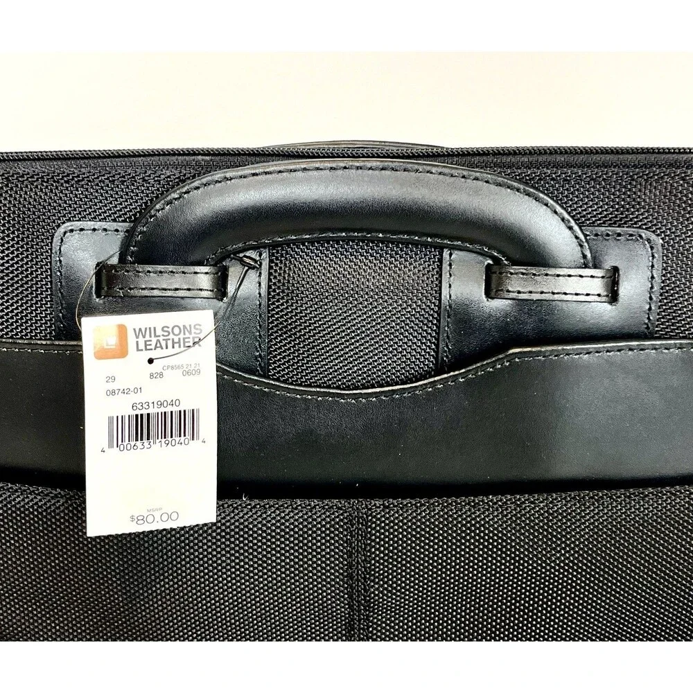 NWT VTG 90s Deadstock Wilson’s Leather Black Handles Crossbody Briefcase